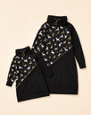 Must Black & Golden Deers dresskleit kuldsete põtrade ja kõrge kraega