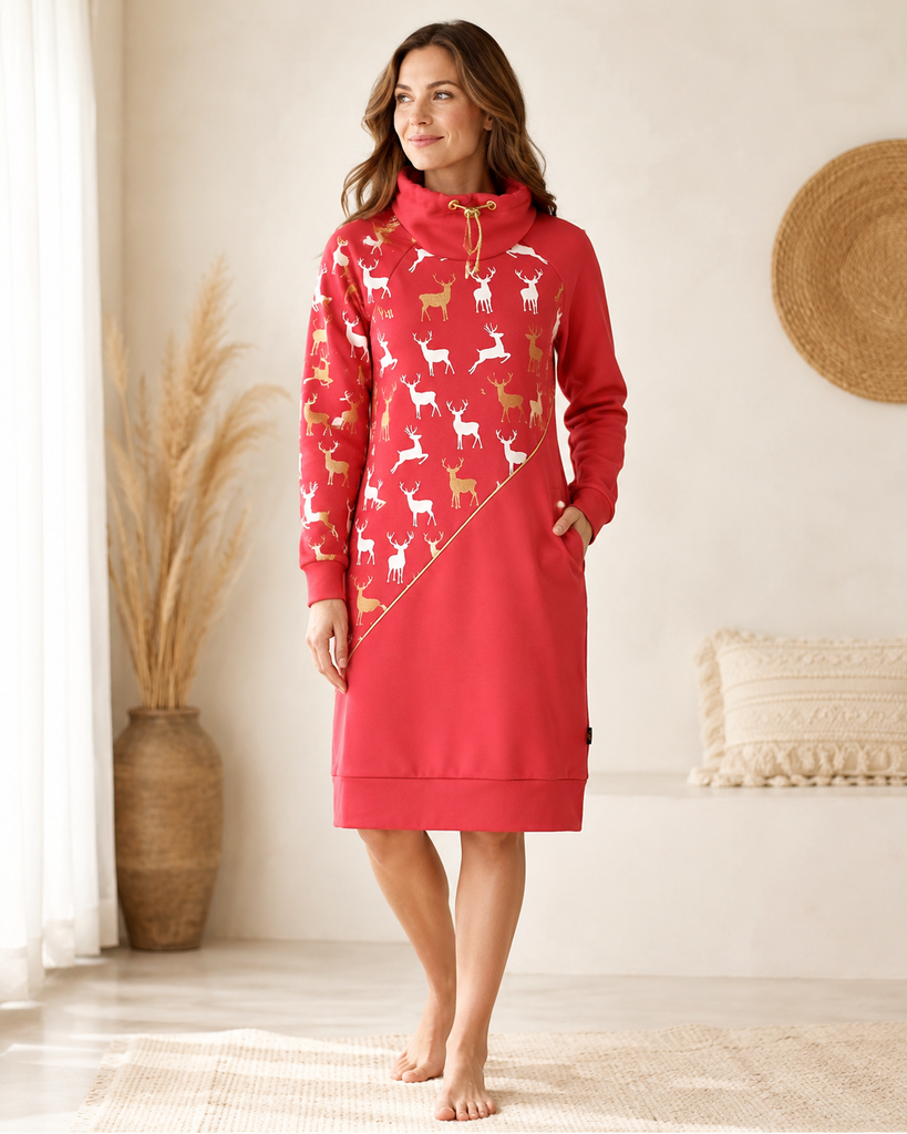 [NDKRGD-SIZE34] Dresskleit Red & Golden Deers (34)