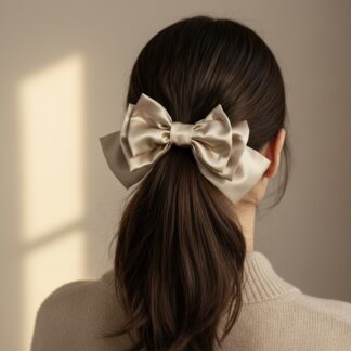 Kvaliteetne 100% siidist lipsuga juuksekumm kuldne/hõbedane