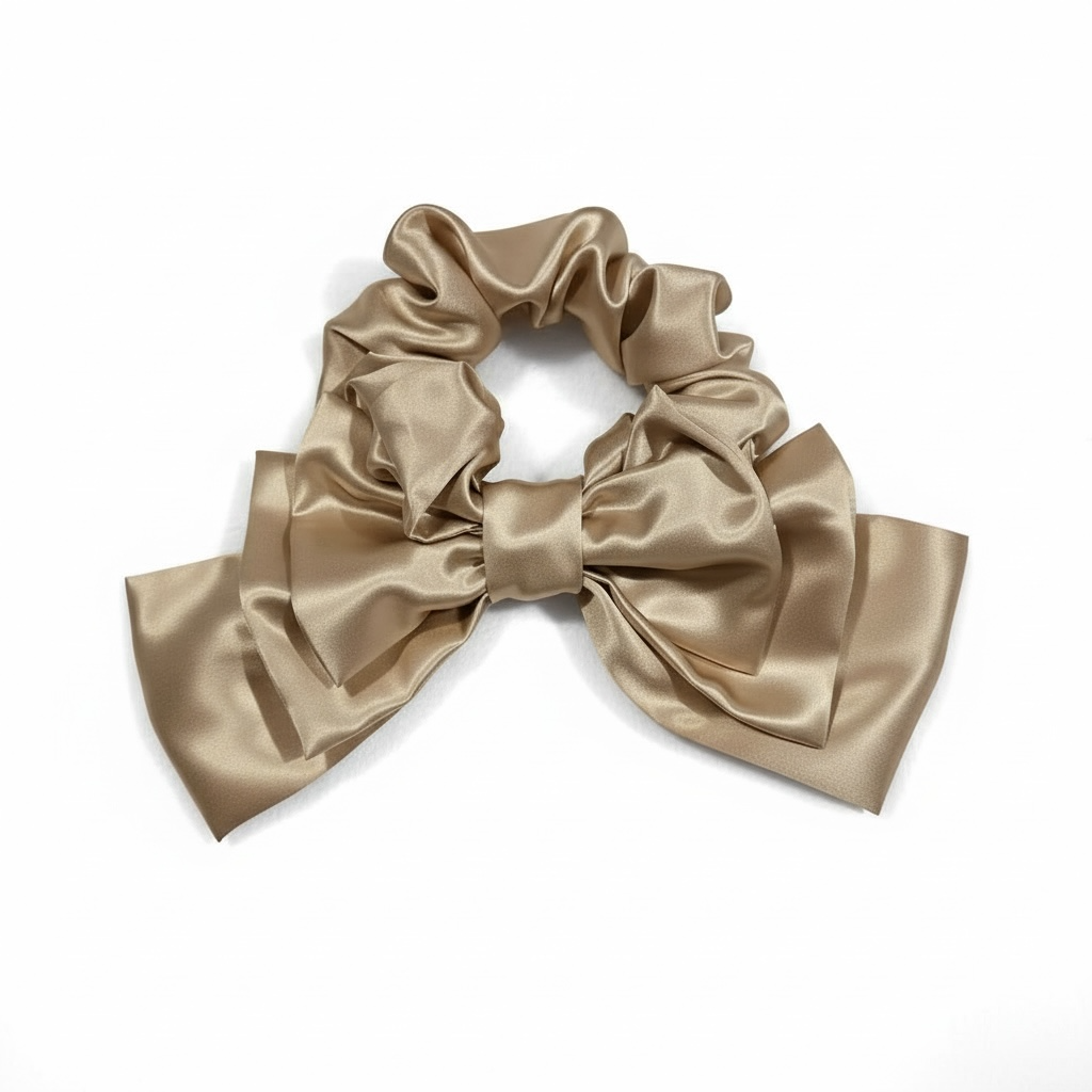 Kvaliteetne 100% siidist lipsuga juuksekumm kuldne/hõbedane - Image 7