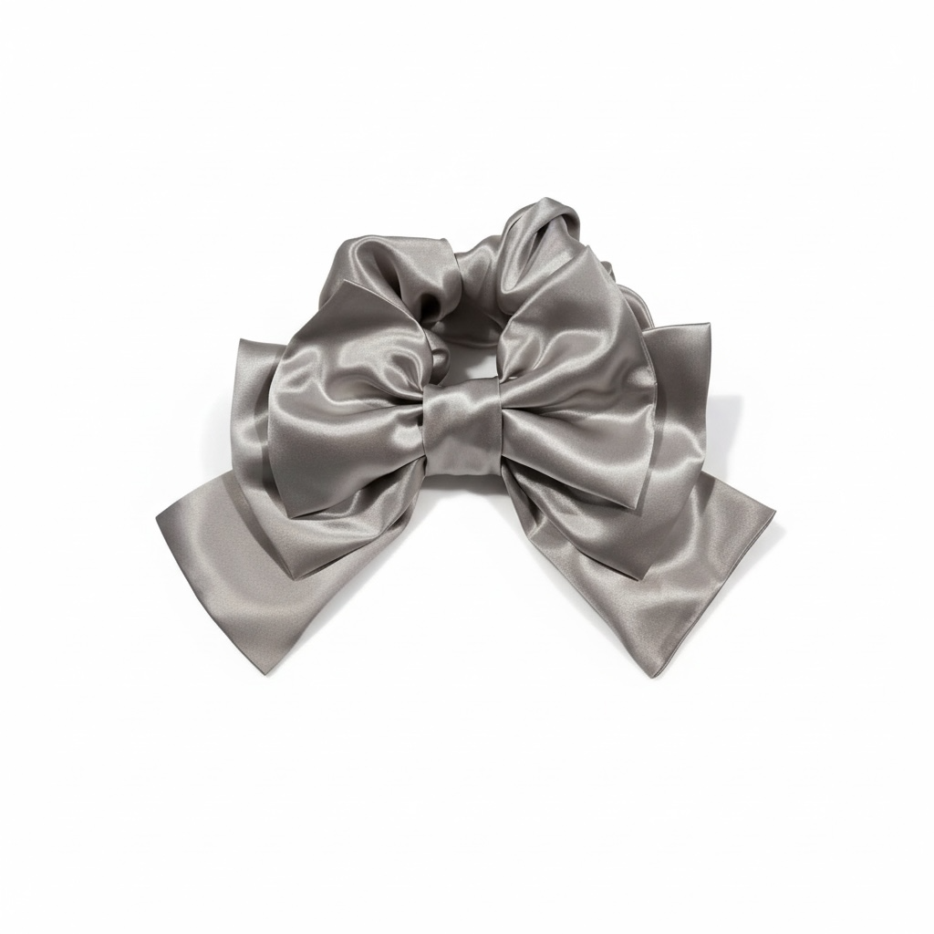 Kvaliteetne 100% siidist lipsuga juuksekumm kuldne/hõbedane - Image 8